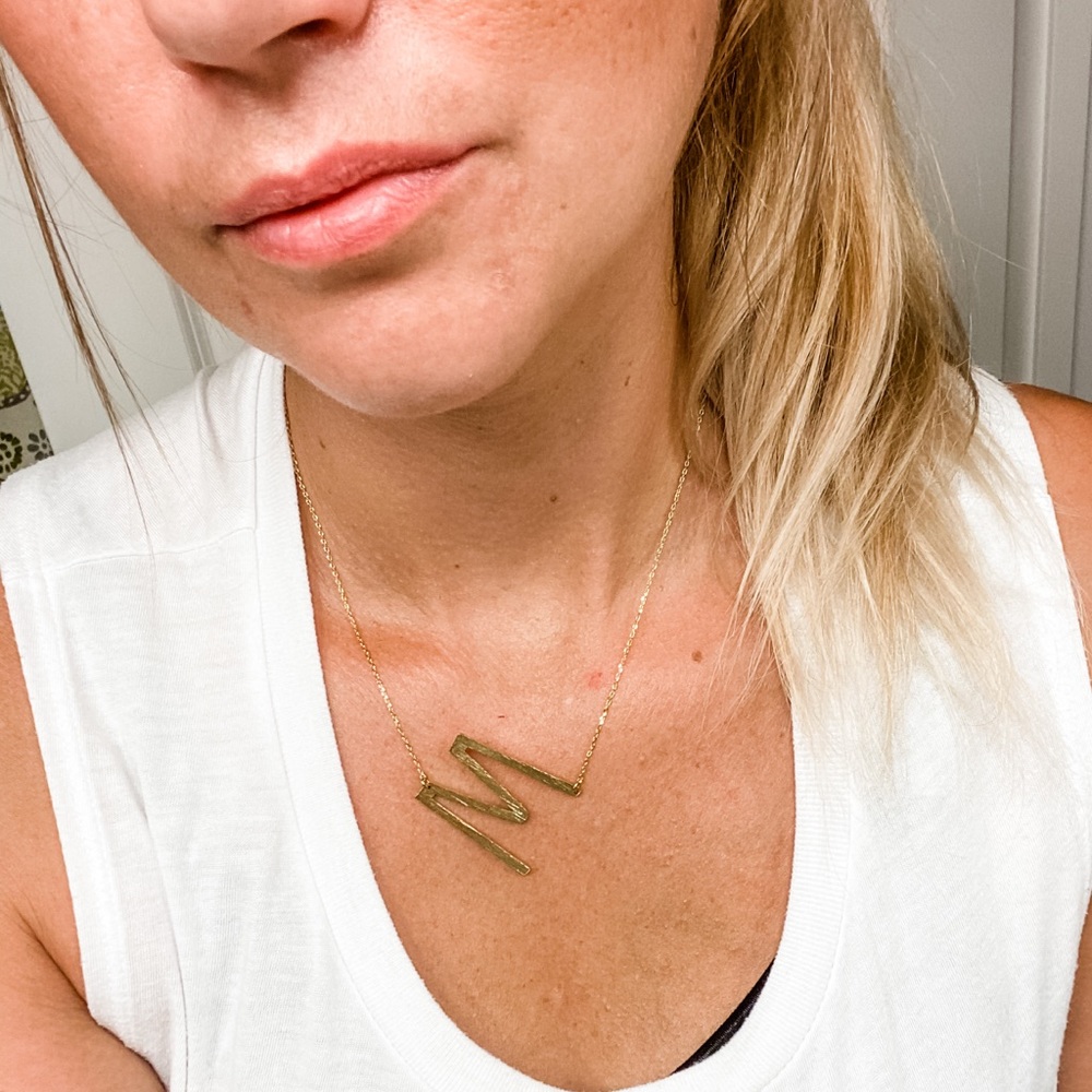 Gold Initial 'M' Pendant Necklace - Elegant Everyday Necklace